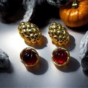 🫶🏻 Vintage 80’s Red & Gold Earrings